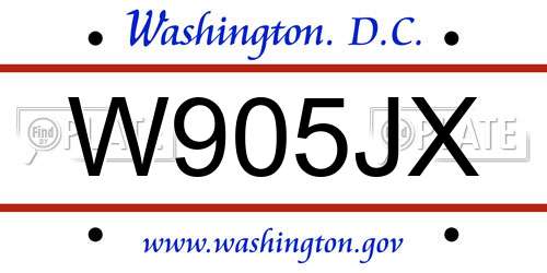 W905JX District Of Columbia License Plate