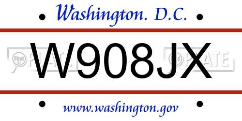 W908JX District Of Columbia License Plate