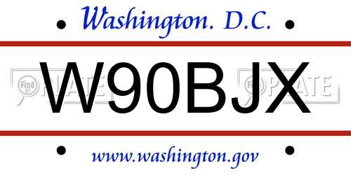 W90BJX District Of Columbia License Plate
