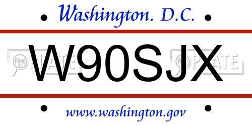 W90SJX District Of Columbia License Plate