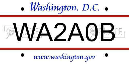 WA2A0B District Of Columbia License Plate