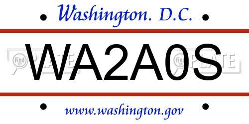 WA2A0S District Of Columbia License Plate