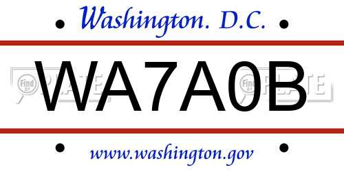 WA7A0B District Of Columbia License Plate