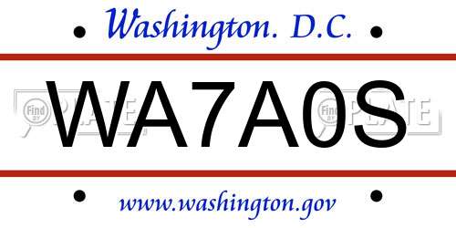 WA7A0S District Of Columbia License Plate