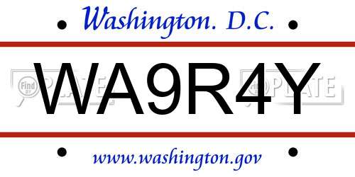 WA9R4Y District Of Columbia License Plate