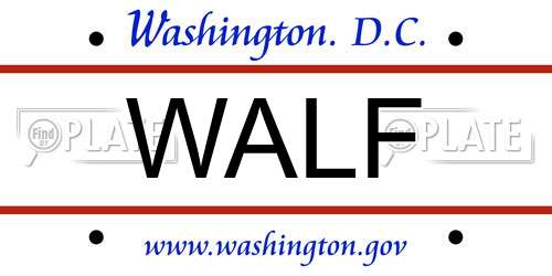 WALF District Of Columbia License Plate