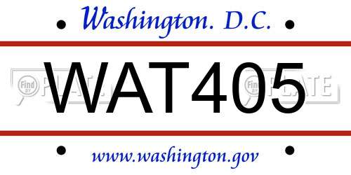 WAT405 District Of Columbia License Plate