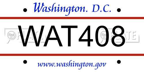 WAT408 District Of Columbia License Plate