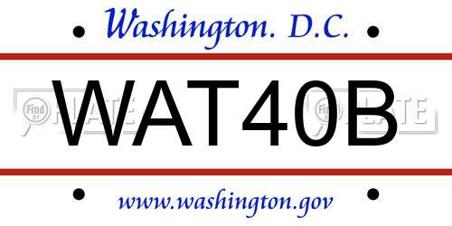WAT40B District Of Columbia License Plate