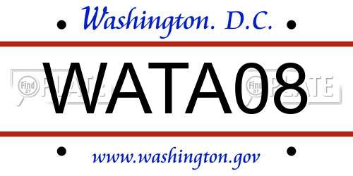 WATA08 District Of Columbia License Plate