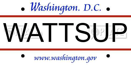 WATTSUP District Of Columbia License Plate
