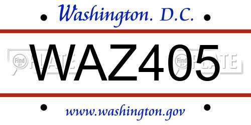 WAZ405 District Of Columbia License Plate