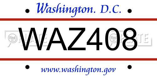 WAZ408 District Of Columbia License Plate