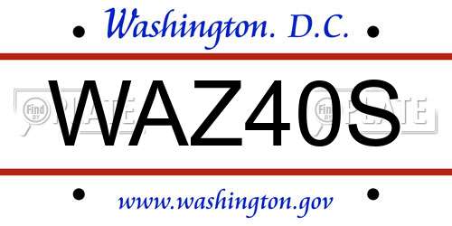 WAZ40S District Of Columbia License Plate