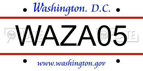 WAZA05 District Of Columbia License Plate