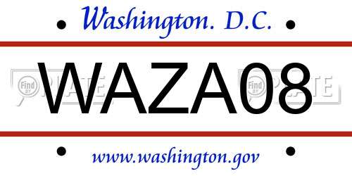 WAZA08 District Of Columbia License Plate