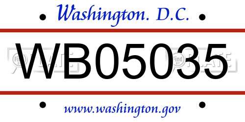 WB05035 District Of Columbia License Plate