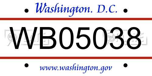 WB05038 District Of Columbia License Plate