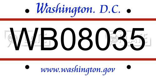 WB08035 District Of Columbia License Plate