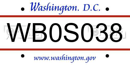 WB0S038 District Of Columbia License Plate