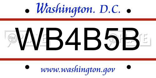 WB4B5B District Of Columbia License Plate