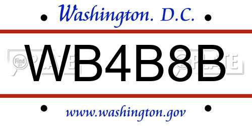 WB4B8B District Of Columbia License Plate