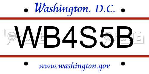 WB4S5B District Of Columbia License Plate