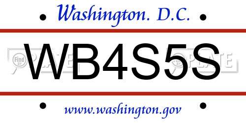 WB4S5S District Of Columbia License Plate