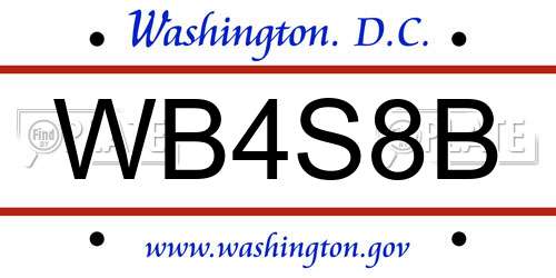 WB4S8B District Of Columbia License Plate