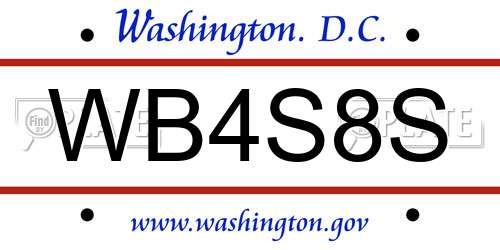 WB4S8S District Of Columbia License Plate