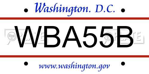 WBA55B District Of Columbia License Plate
