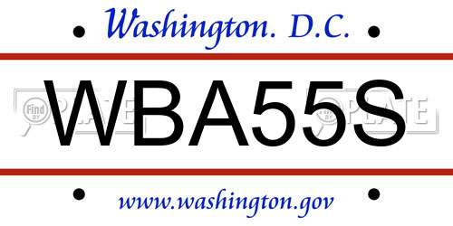 WBA55S District Of Columbia License Plate