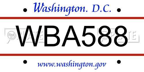WBA588 District Of Columbia License Plate