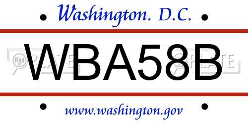 WBA58B District Of Columbia License Plate
