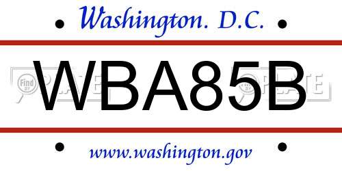WBA85B District Of Columbia License Plate