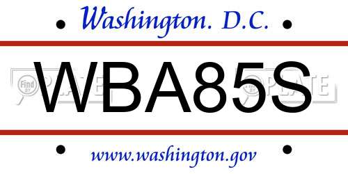 WBA85S District Of Columbia License Plate