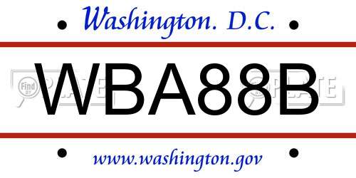 WBA88B District Of Columbia License Plate