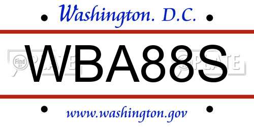 WBA88S District Of Columbia License Plate