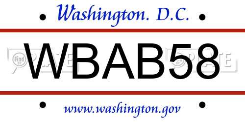 WBAB58 District Of Columbia License Plate