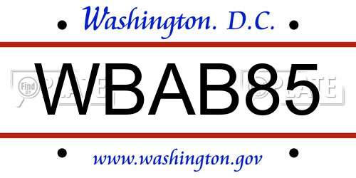 WBAB85 District Of Columbia License Plate