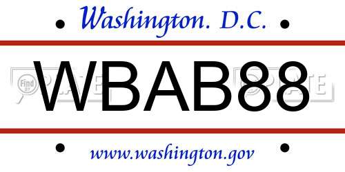 WBAB88 District Of Columbia License Plate