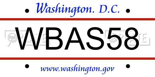 WBAS58 District Of Columbia License Plate