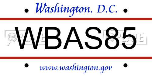 WBAS85 District Of Columbia License Plate