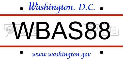 WBAS88 District Of Columbia License Plate