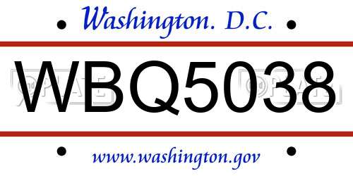 WBQ5038 District Of Columbia License Plate