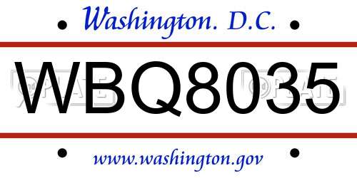 WBQ8035 District Of Columbia License Plate