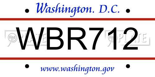 WBR712 District Of Columbia License Plate