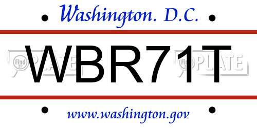 WBR71T District Of Columbia License Plate