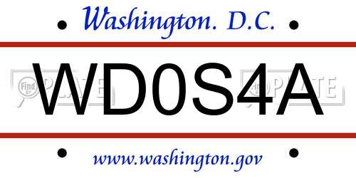WD0S4A District Of Columbia License Plate
