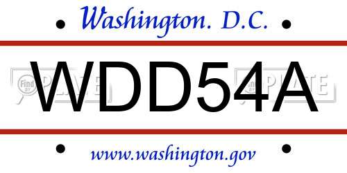 WDD54A District Of Columbia License Plate